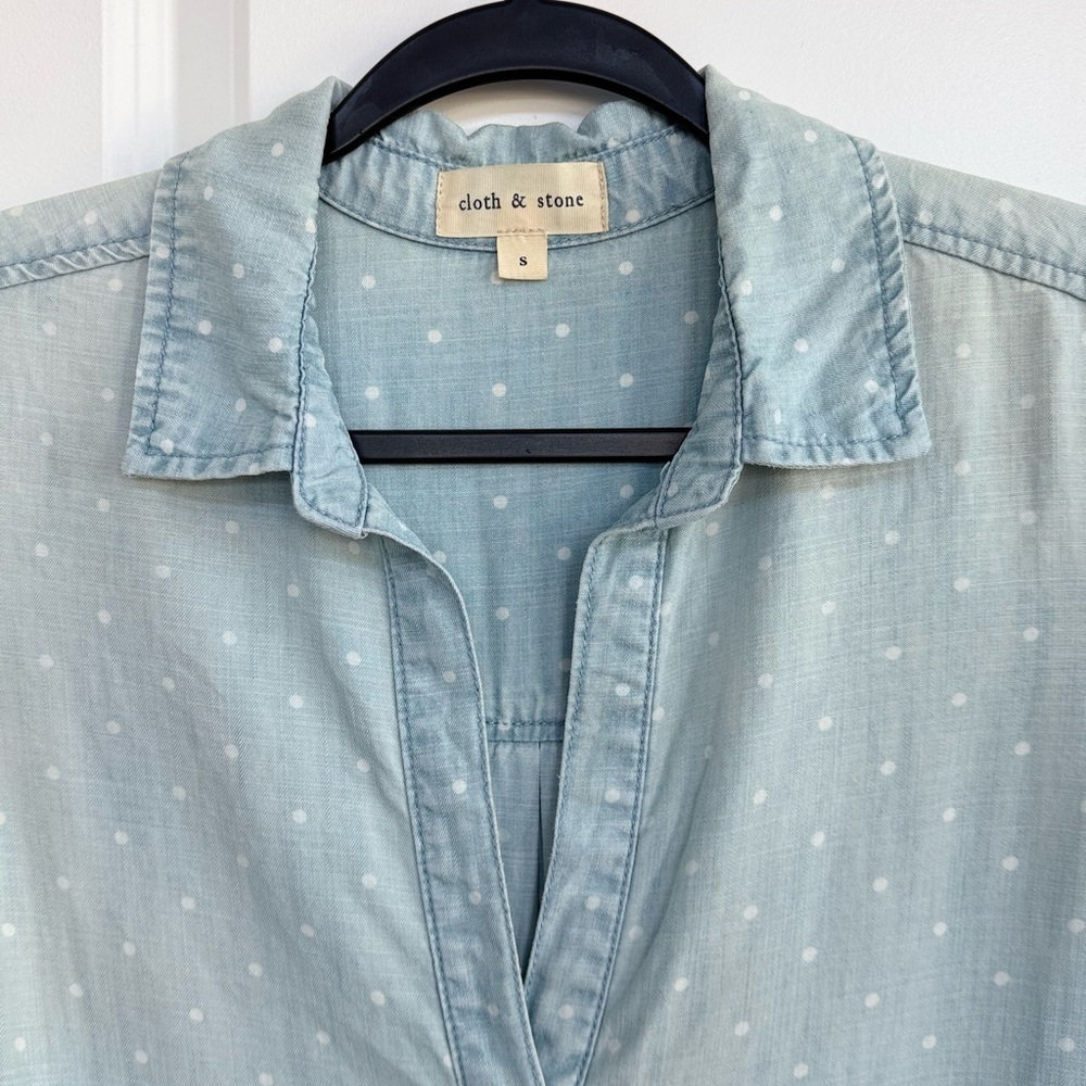 Cloth & Stone Light Blue Polka Dot Tunic Dress - Picture 2 of 3